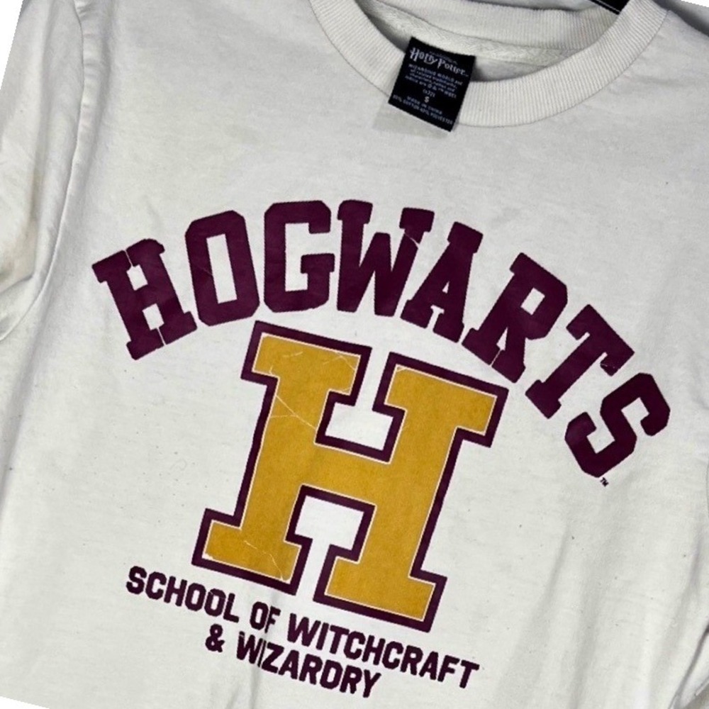 Harry Potter Hogwarts‎ School Sweatshirt Burgundy Trim Small